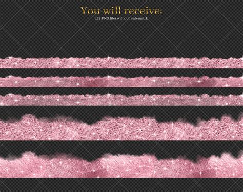 Pink Glitter Borders Clip Art Pink Frames Metallic Graphics Etsy