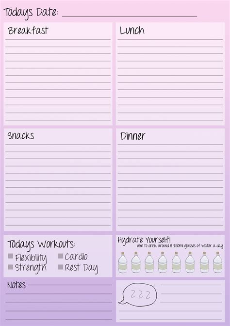 Daily Fitness Journal Printable