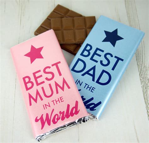 Valentine gifts for dad from baby or toddler. Best Mum Dad In The World Chocolate Bar By Tailored ...