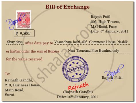 From The Following Details Prepare A Format Of Bill Of Exchange Book