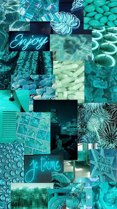 Aqua Blue Aesthetic Wall Collage Kit Digital Download Photo Wallpaper