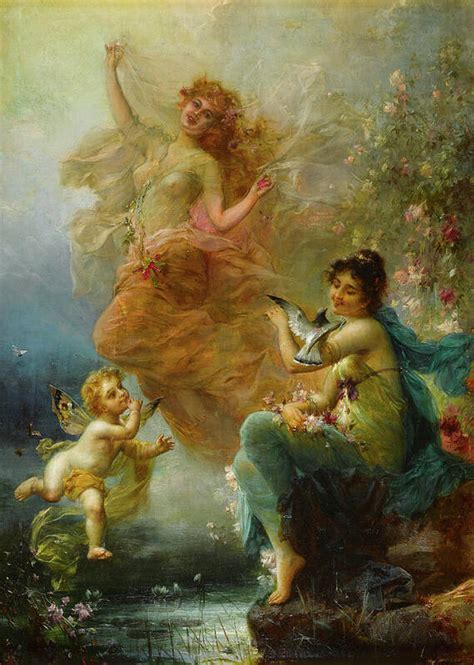 Woodland Nymphs By A Stream Art Print By Hans Zatzka