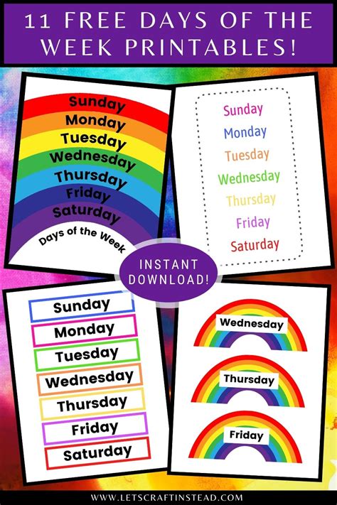 Free Days Of The Week Printables Days Of The Week Activities Preschool Charts Free Preschool