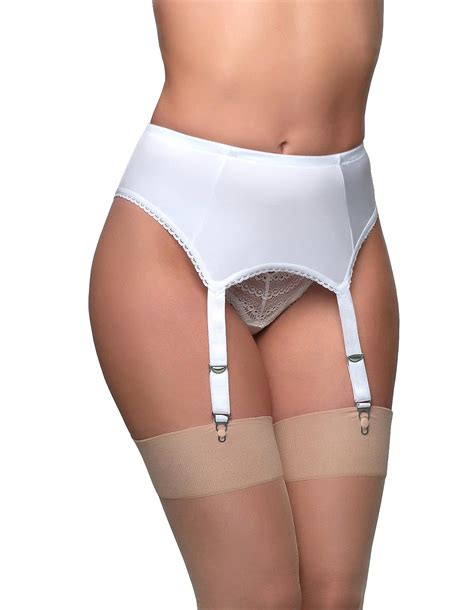 Garters Suspenders Nylon Dreams Ndl Womens White Solid Colour Garter