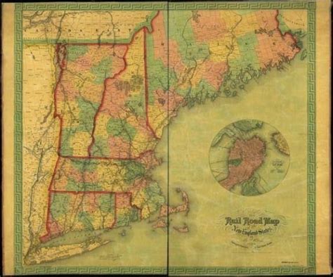 1854 Map Telegraph And Rail Road Map Of The New England States New E