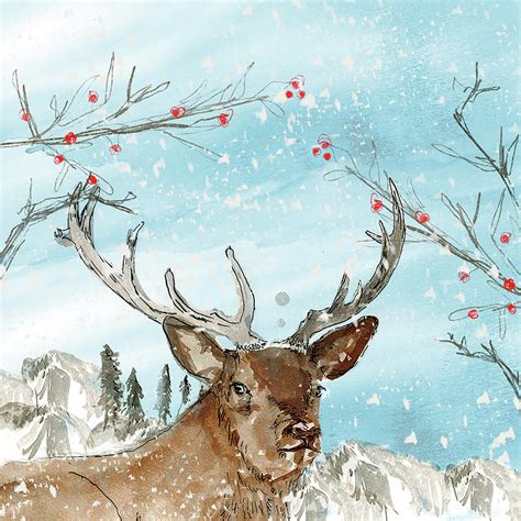 Reindeer Painting By Clare Davis London Fine Art America