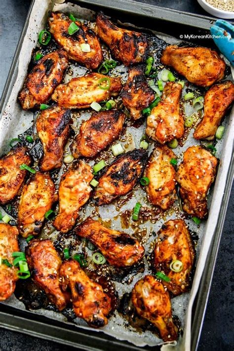 If you're making wings but don't want to deep fry them, parboil them and spread them on a baking sheet. Baked Korean Chicken Wings