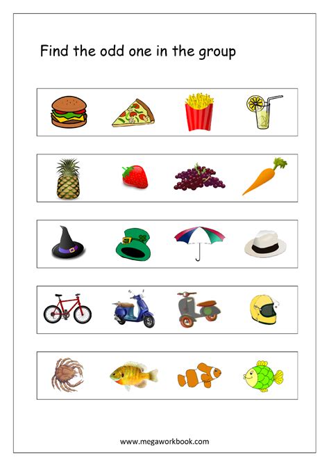 Free Printable Odd One Out Worksheets