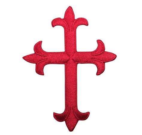 4 Red Religious Fleur De Lis Cross Iron On Etsy