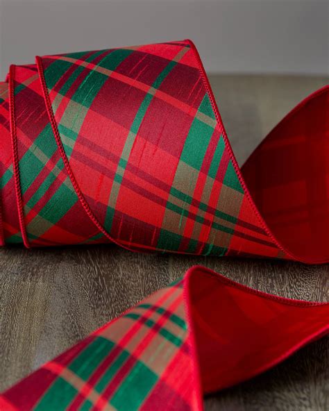 Red Plaid And Glitter Christmas Tree Ribbons Balsam Hill