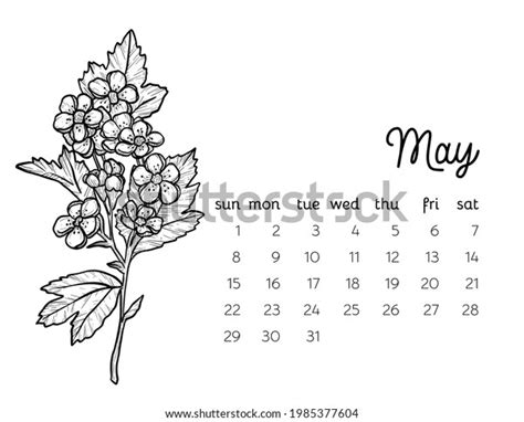 2022 Floral Calendar Grid Template Birth Stock Illustration 1985377604