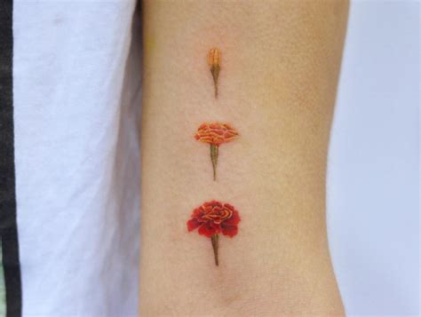 30 October Birth Flower Tattoo Ideas Cosmos And Marigolds 100 Tattoos