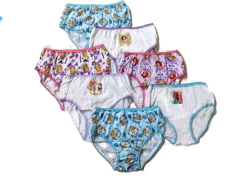 Disney Princess Rapunzel Bell Cinderella Ariel Girls Underwear 7 Pack Panties Little