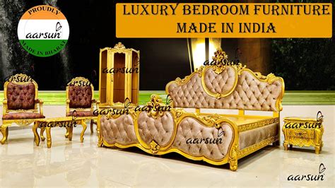 259 Royal Bedroom Furniture In Luxury Metallic Gold Paint And Tufted