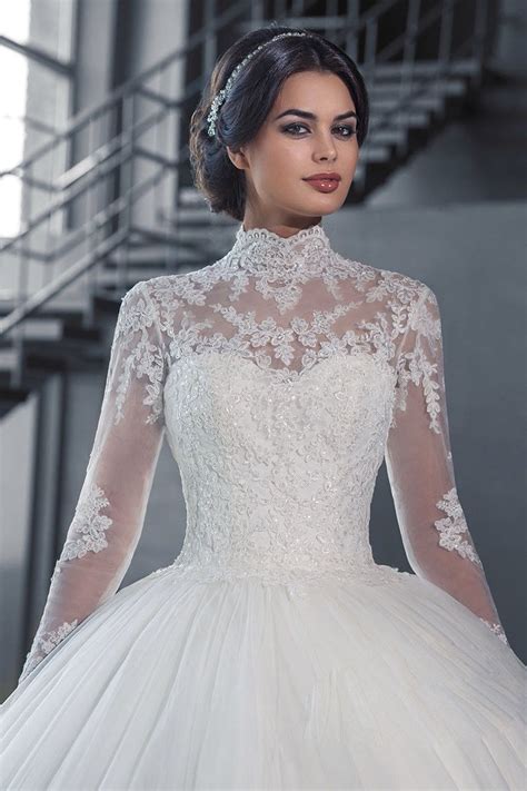 luxury high neck lace ball bridal gown long sleeve sheer wedding dresses 2018 ebay sheer