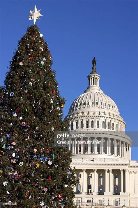 National Christmas Tree And Us Capitol Building Stock Photo Getty Images