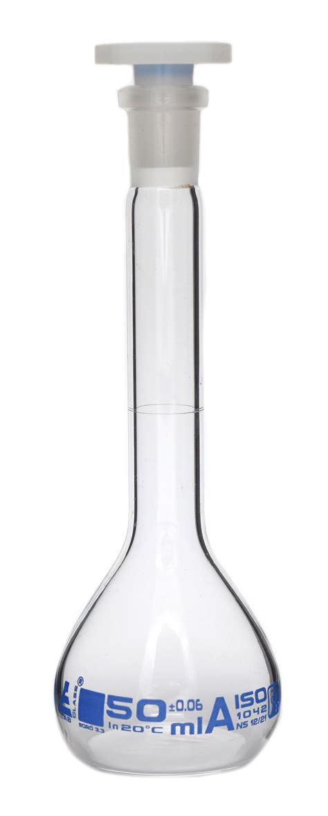Volumetric Flask 50ml Class A 12 21 Stopper Borosilicate Glass Eisco Labs 849230022402 Ebay