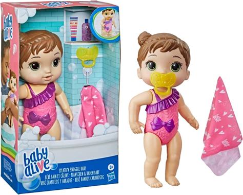 Baby Alive Splashn Snuggle Baby Brown Hair Doll For Water Play With