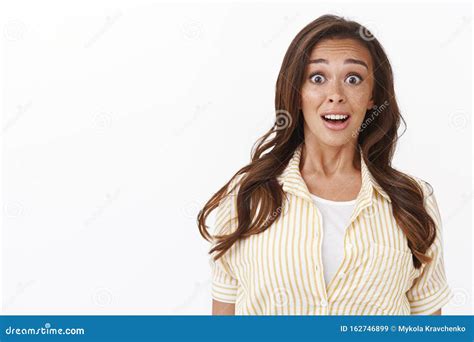 Shocked Gasping Young Woman Staring Surprised And Embarrassed Feeling Frustrated Hearing Bad