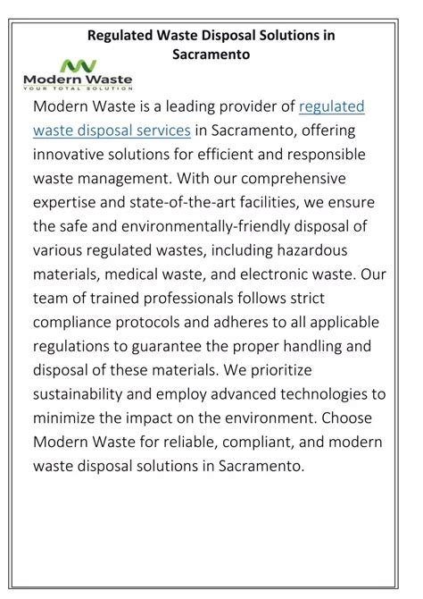 Ppt Regulated Waste Disposal Solutions In Sacramento Powerpoint