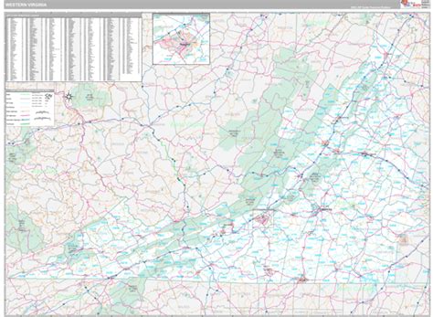 Virginia Western Wall Map Premium Style By Marketmaps Mapsales