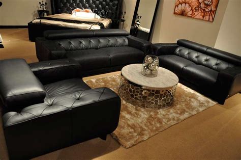 Modern Black Italian Leather Sofa Set Vg334 Leather Sofas