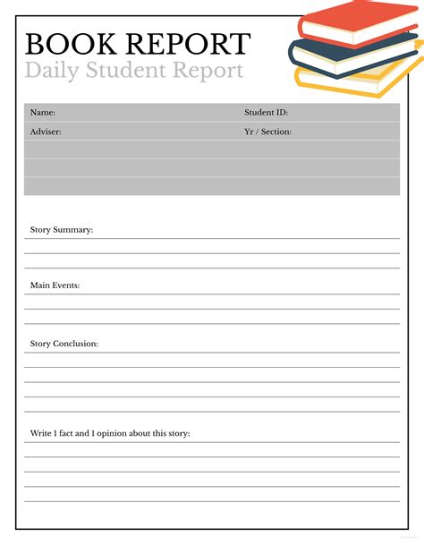 Free Book Report Template Printable Templates