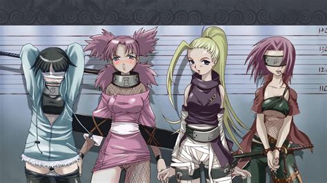 bandage black hair blindfold blonde hair blue eyes bondage haruno sakura hyuuga hinata jpeg