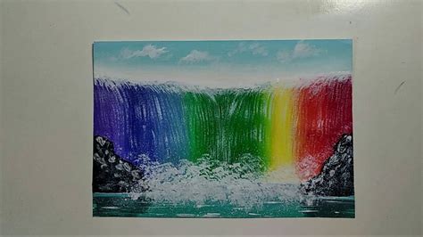 Easy Waterfall Landscape Painting Tutorial For Beginners Rainbow