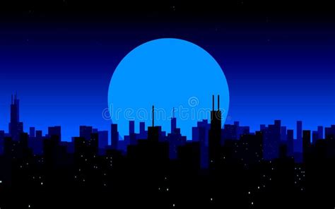Moon Rising Over A City Night City Skyline Cityscape Background