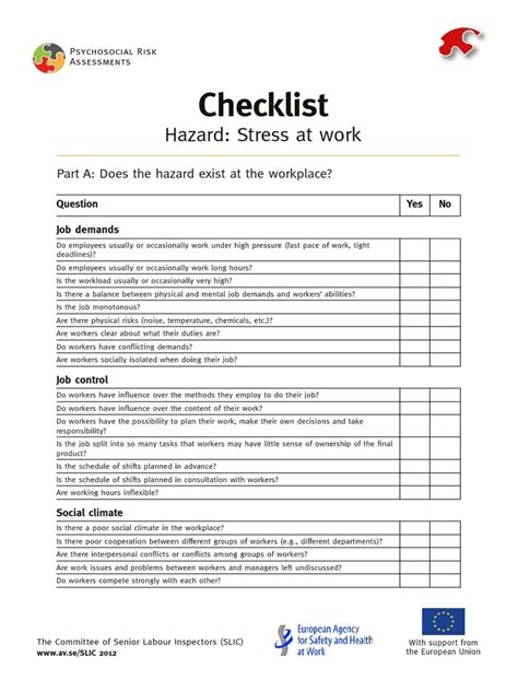 Stress Checklist For Managers Pdf Workload Employment