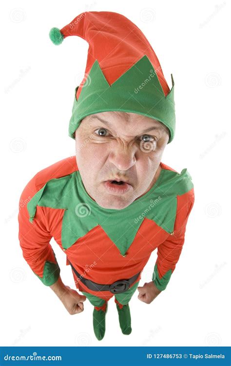 Little Angry Christmas Elf Stock Image Image Of Xmas Costume 127486753