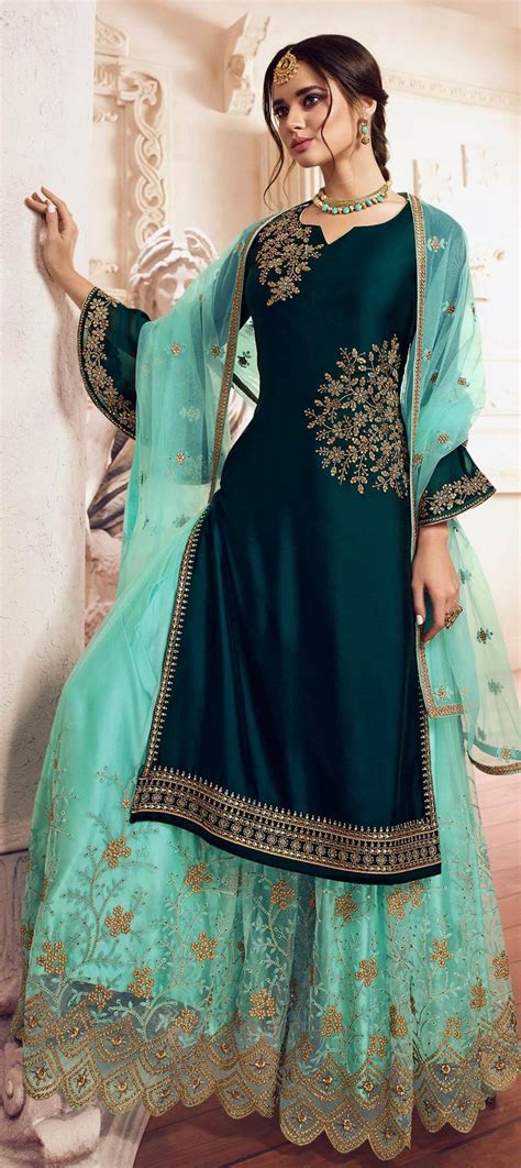 Bollywood Green Color Art Silk Fabric Salwar Kameez 1633096