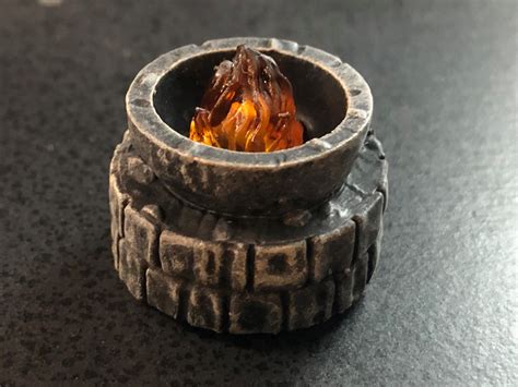 Tiny 28mm Stone Brazier With Flickering Led Flame For Dungeons Etsy