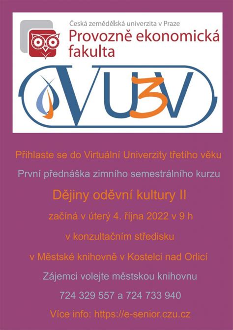 Virtuální Univerzita Třetího Věku Městská Knihovna Kostelec Nad Orlicí