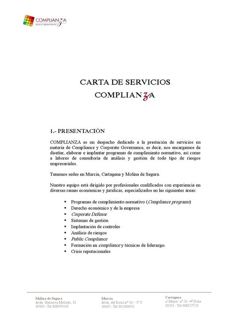 Carta De Servicios 1 By Laboratorioempresarialmurcia Issuu