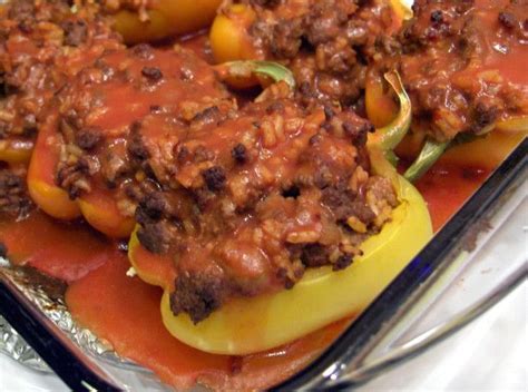 Ground Beef Stuffed Green Bell Peppers With Cheese Recipe