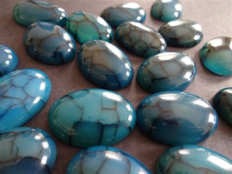 25x18mm Natural Dragon Veins Agate Gemstone Cabochon Dyed Oval