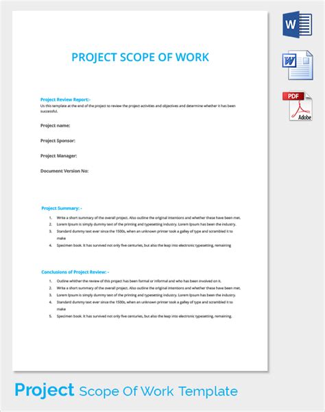 Free 40 Sample Scope Of Work Templates In Pdf Ms Word Excel