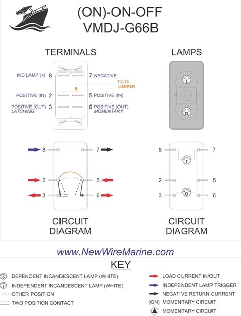Contact terminal will make contact with switching lever isolated terminal does not make contact with switching lever contact terminal & switch lever bulb notes: Rocker Switch Wiring Diagrams | New Wire Marine