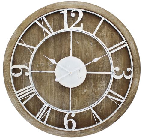 80cm Extra Large Wooden White Trim Metal Decorative Wall Clock