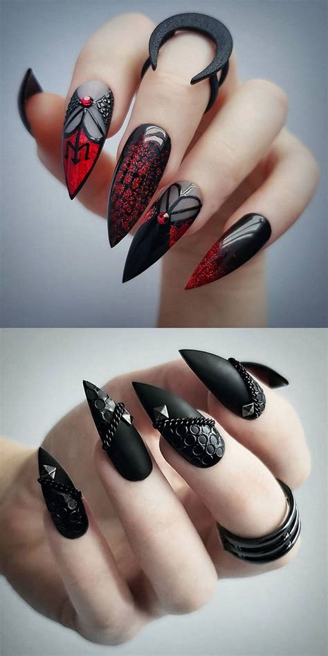 Makeup Nails Gothic Nails Goth Nails Stiletto Nail Art