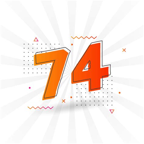 74 Number Vector Font Alphabet Number 74 With Decorative Element Stock