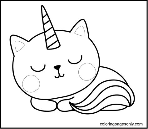 Cute Kitty Unicorn Coloring Pages - Unicorn Cat Coloring Pages