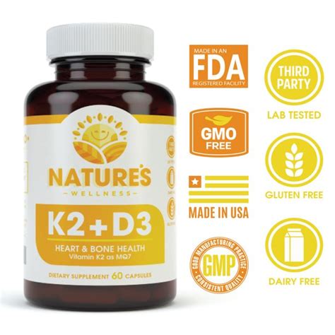 Vitamin k2 may prevent calcium deposits in the arteries and promote bone mineralization, maintaining cardiovascular health and bone strength. Vitamin K2 (mk7) with D3 Supplement for Best Absorption ...