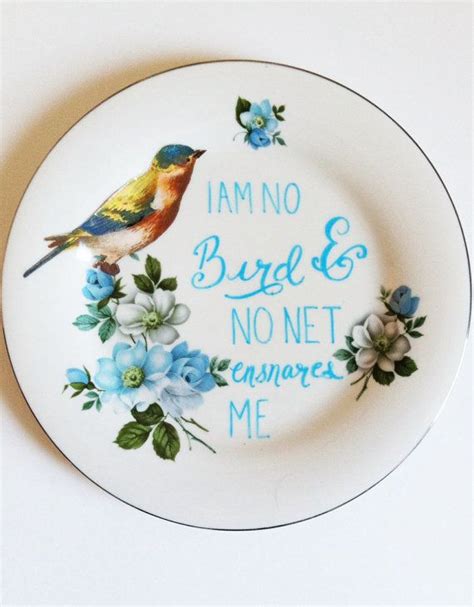 Jane eyre bird quote journal | etsy. Jane eyre bird quote recycled vintage plate decal blue | Etsy | Vintage plates, Recycled vintage ...