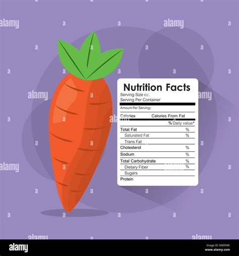Nutrition Facts Of Carrot Label Content Template Stock Vector Image