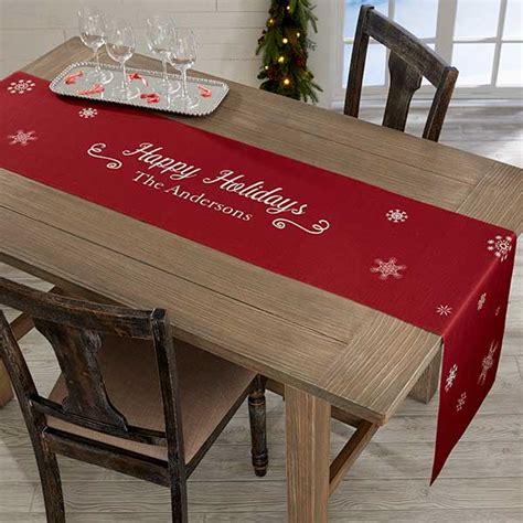 Personalized Table Runner Holiday Snowflakes