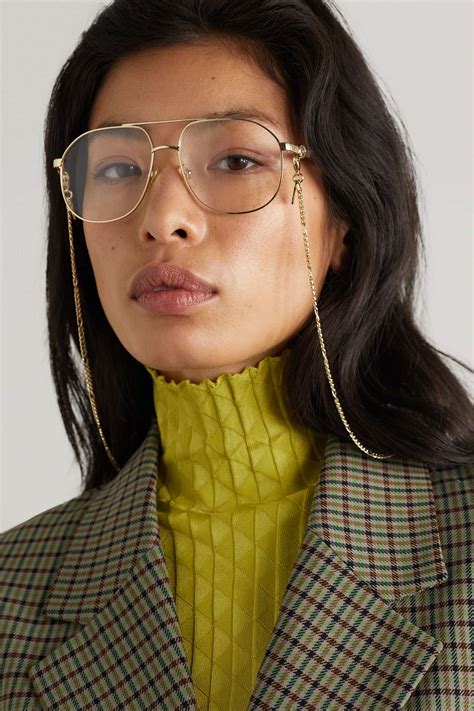 Gucci Eyewear Oversized Aviator Style Gold Tone And Acetate Optical Glasses Net A Porter