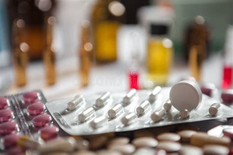 Pharmaceutical Medication And Medicine Pills In Packs Stock Photo